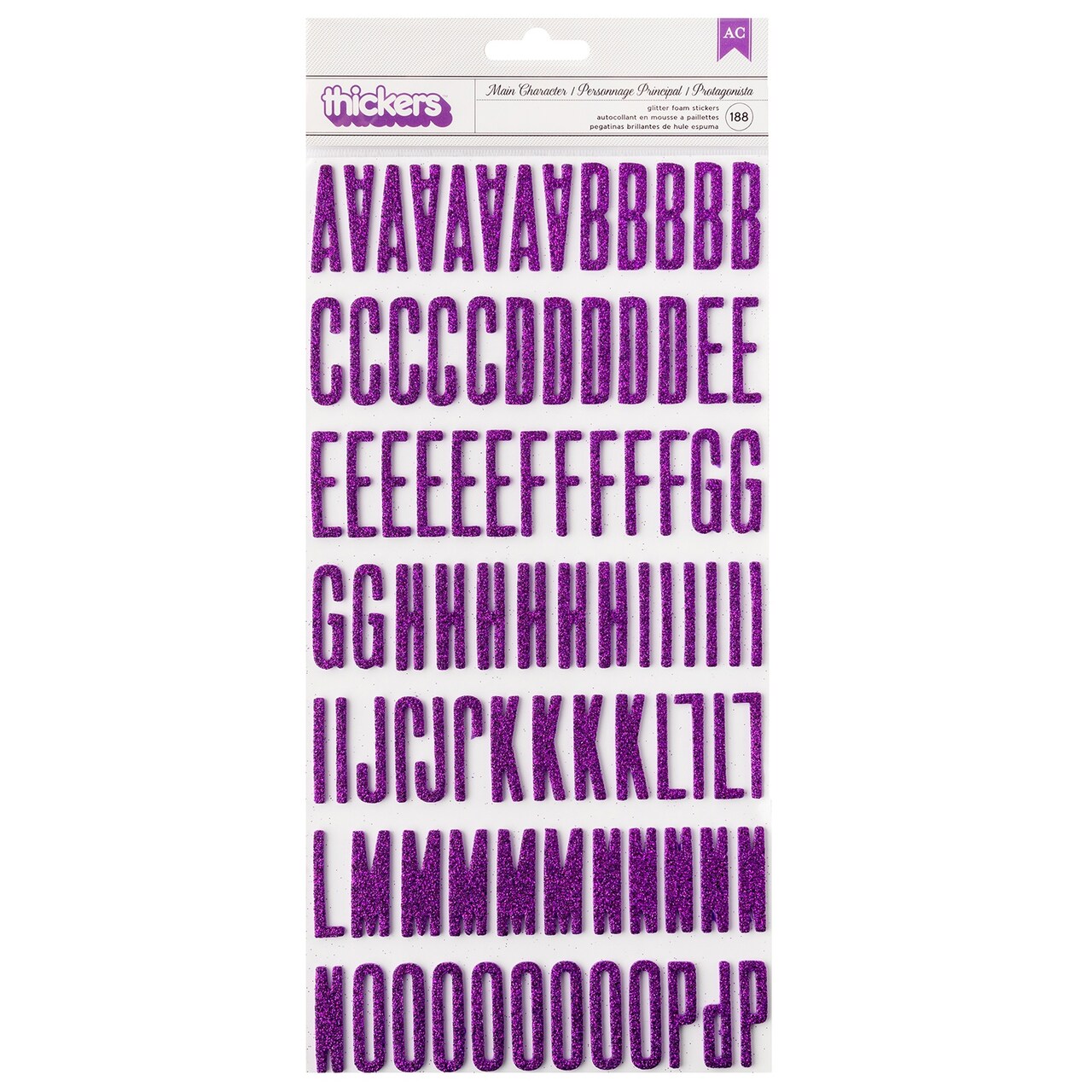 Shimelle Main Character Energy Thickers Stickers 188/Pkg-Alpha Purple Glitter